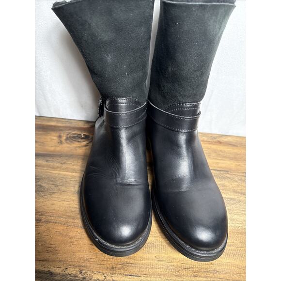 Aquatalia Black Leather Boots Women's Size 10 Made in Italy Shearling Lined EUC - Picture 2 of 9